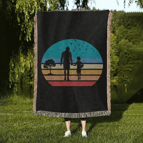 father and son Woven Blankets