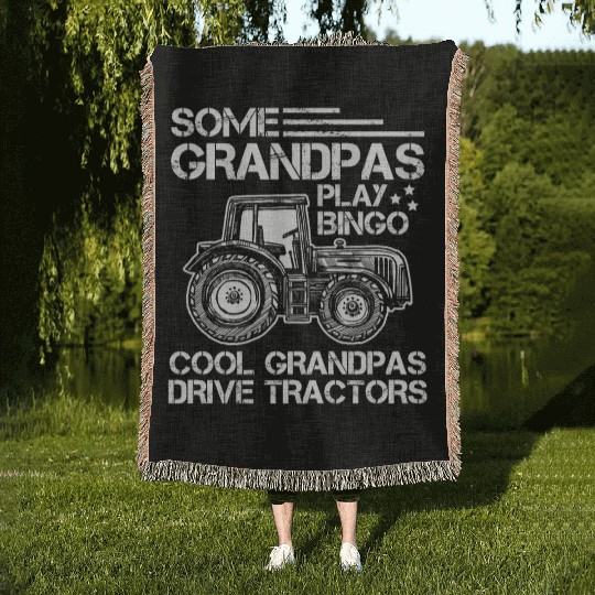 Tractor Grandfather Farmer Ranch Grandparents Woven Blankets