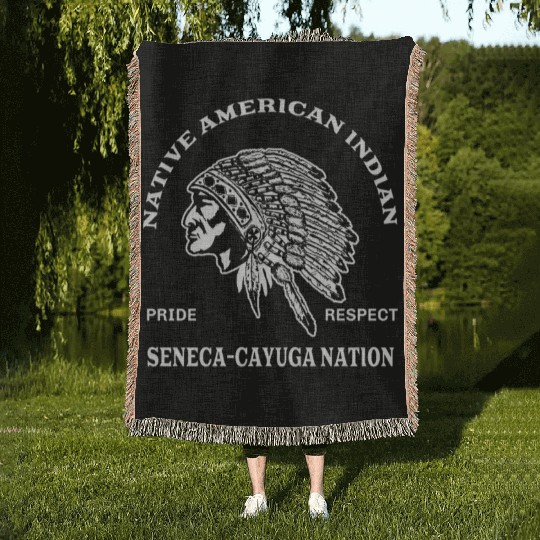 Seneca cayuga nation native american inspired gift Woven Blankets