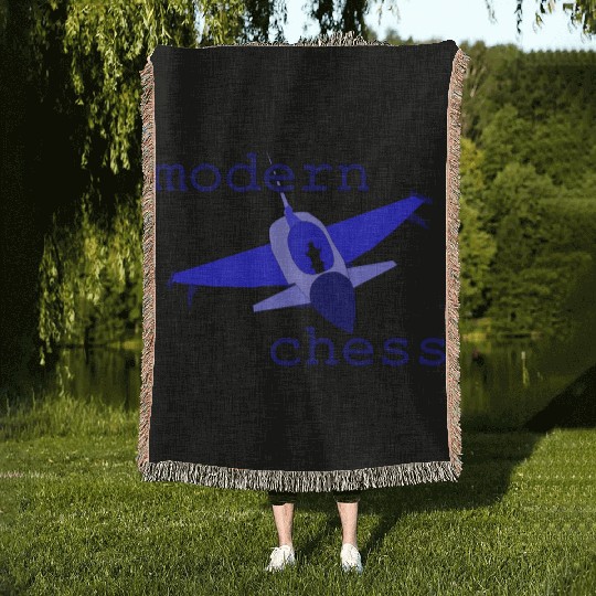 modern chess in royal blue Woven Blankets