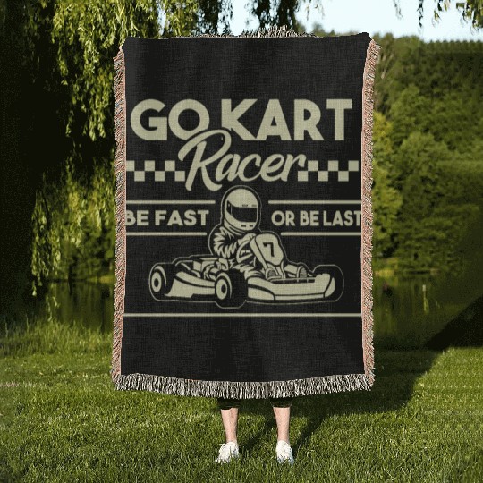 Go Kart Racer Woven Blankets