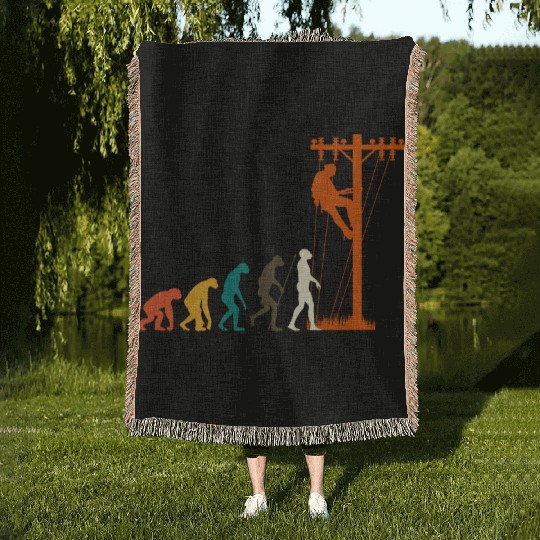 Unique Evolution Of Lineman Electrician Woven Blankets