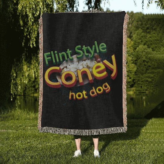 flint style coney hot dog Woven Blankets