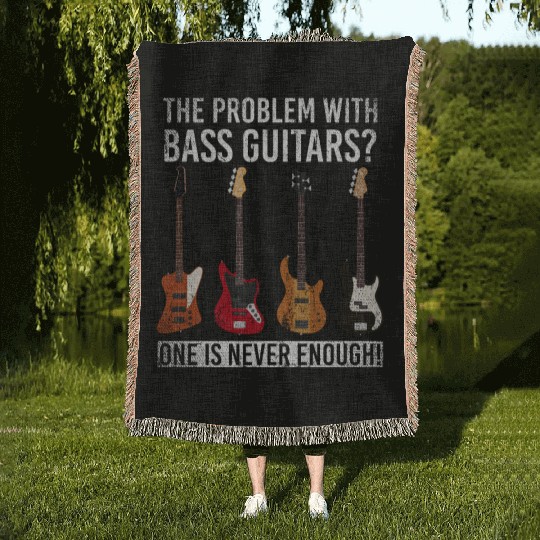 Bass Guitar Gift Bassist Woven Blankets
