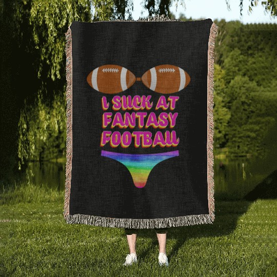 Funny Football I Suck At Fantasy Football Woven Blankets