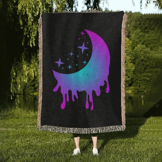 Awesome Luna Half Moon, Shining Purple Pink Woven Blankets