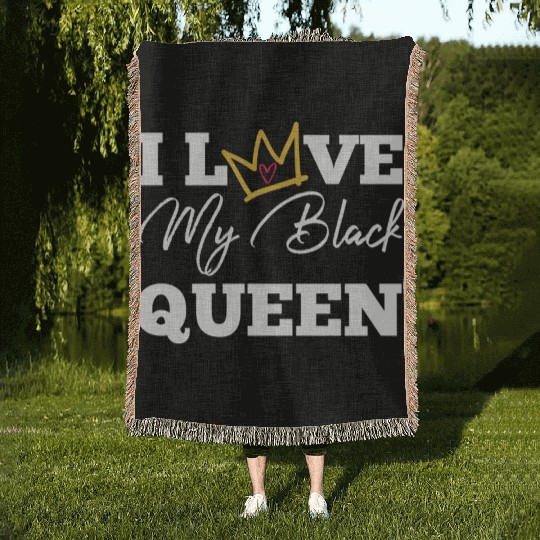 I Love My Black Queen Couples King And Queen Top T Woven Blankets