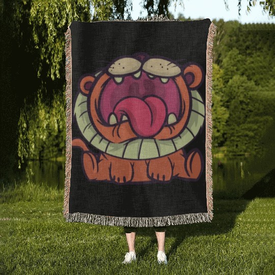 cartoon lion Woven Blankets