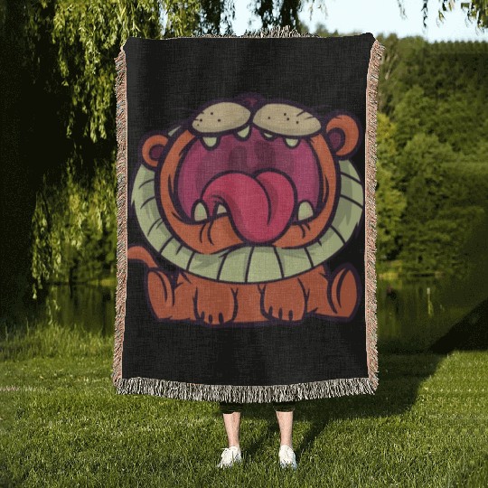 cartoon lion Woven Blankets