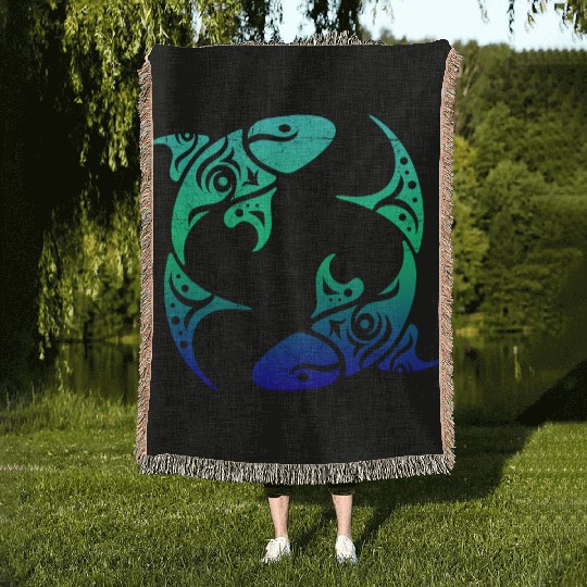 T Tattoo Pisces Horoscope Gift Idea Woven Blankets