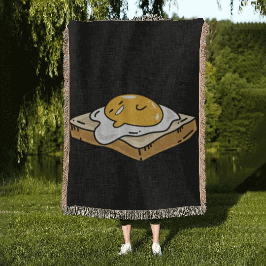 Fried egg toast - Breakfast in bed Woven Blankets