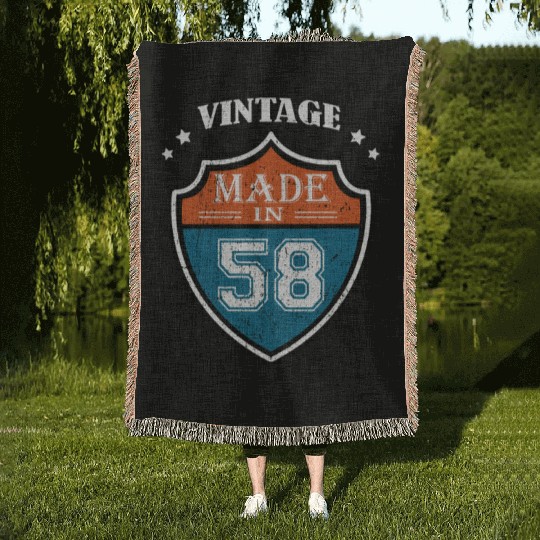 Vintage Made In 58 1958 Birthday Gift Woven Blankets