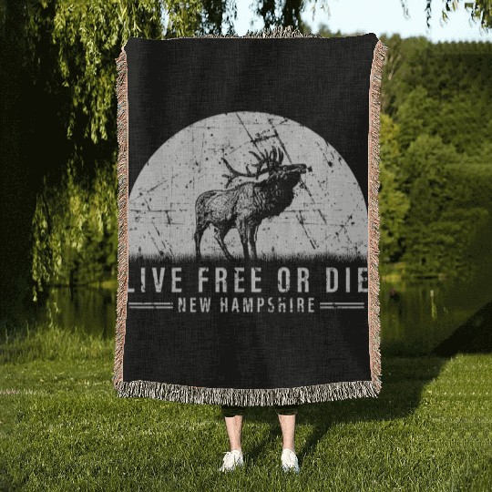 Live Free or Die New Hampshire Hiking Woven Blankets