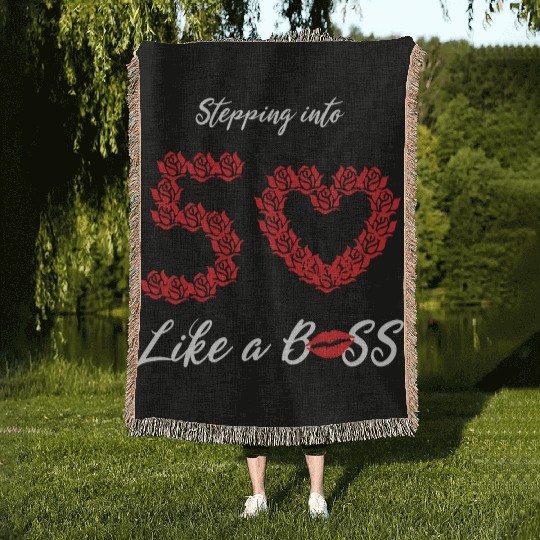 Stepping into 50 Like a Boss Woven Blankets