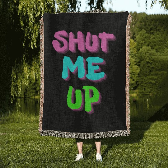 SHUT ME UP - Neon Pink, Neon Blue & Neon Green Woven Blankets
