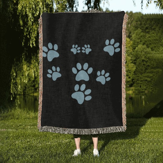 Heart of paws - Dog & Cat lover gift - Pawprint Woven Blankets