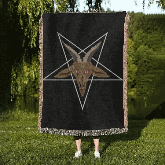 Baphomet Pentagram Woven Blankets