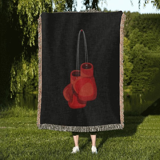 Retro Vintage Boxing Gloves Boxer Boxing Club Usa Woven Blankets