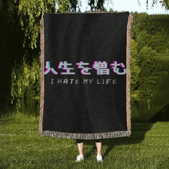 I Hate My Life - Sad Boy Sad Girl Eboy Egirl Gift Woven Blankets