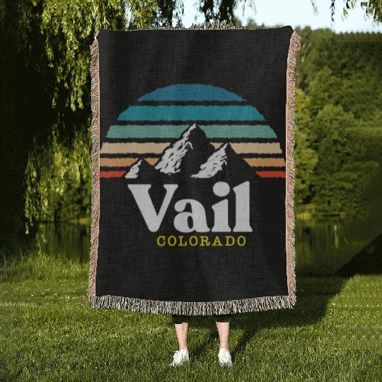 Vail Colorado Usa Ski Resort 1980S Retro Gift Woven Blankets