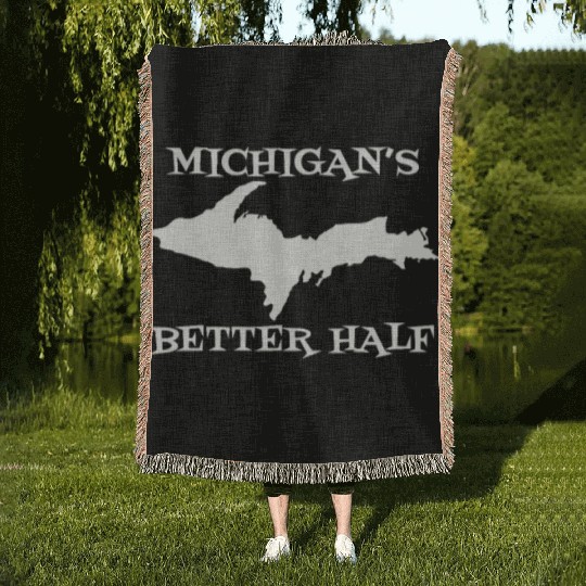 Michigan Better Half Upper Peninsula Yoopers 906 U Woven Blankets