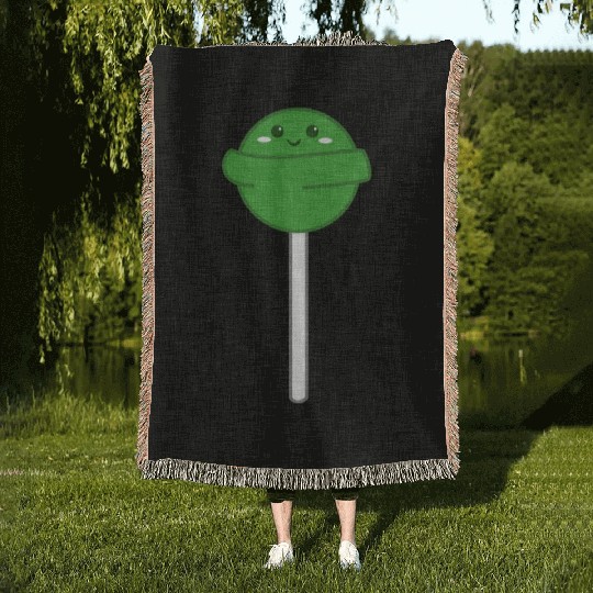Cute Green Lollipop Woven Blankets