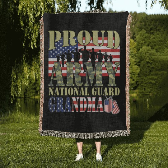 Proud Army National Guard Grandma Woven Blankets