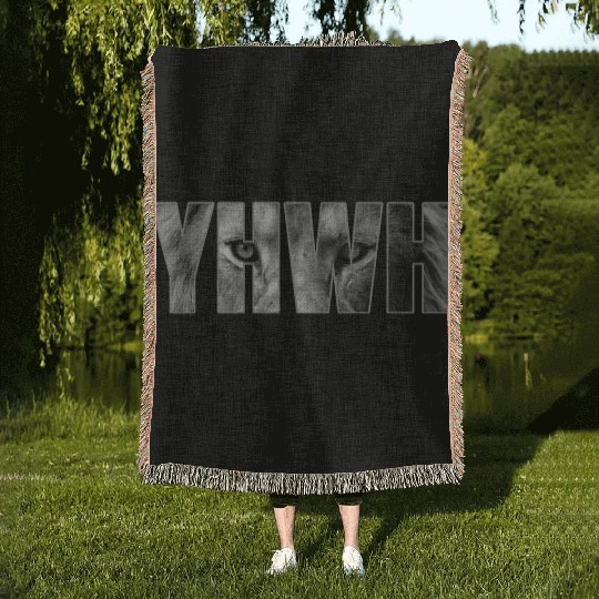 YHWH Yahweh God Lion Gift Woven Blankets