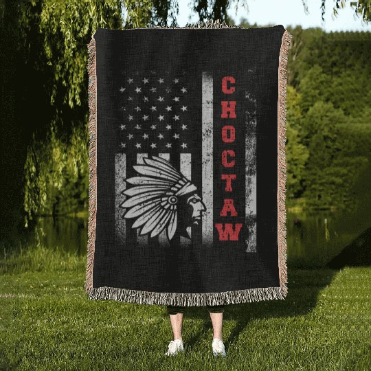 Choctaw Flag US USA Native American Indian Gift Woven Blankets