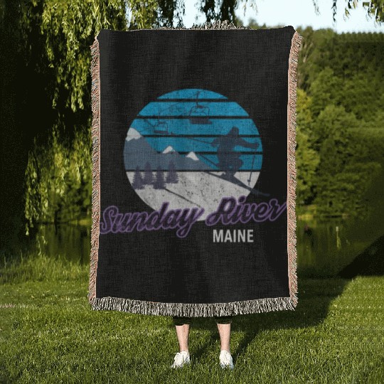 Sunday River Newry Maine New England Ski Snowboard Woven Blankets