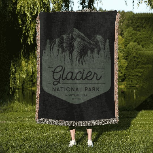 Glacier National Park Hiking Montana Woven Blankets