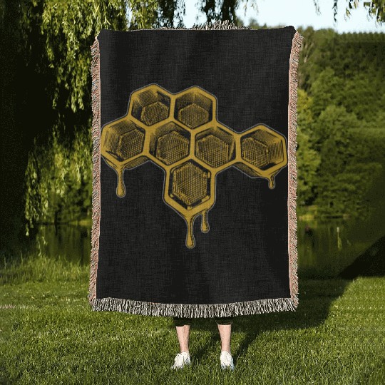 Bee and Honey Nature Lover - Honeycomb Beekeeper Woven Blankets