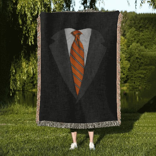 Orange Suit Up! Realistic Suit & Tie Casual Graphi Woven Blankets