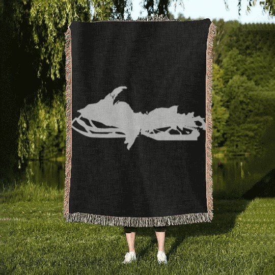 Michigan Snowmobile Upper Peninsula Snowmobiling Woven Blankets