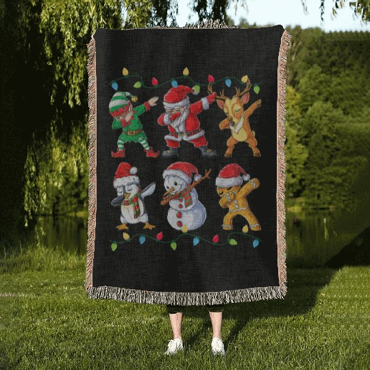 Dabbing Santa Elf Friends Christmas Kids Boys Woven Blankets