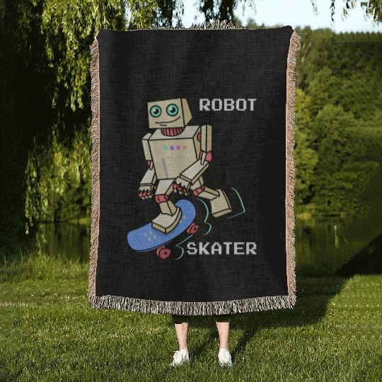 Robot Skater Classic 90-s Woven Blankets
