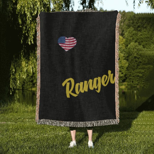 Proud US Army Ranger American Military Family Flag Woven Blankets