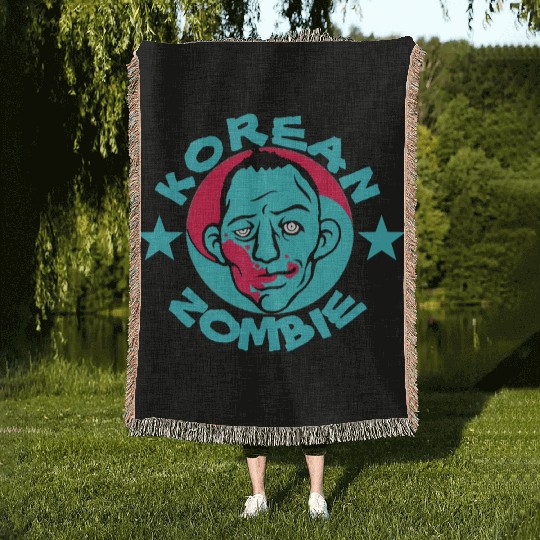 korean zombie Woven Blankets