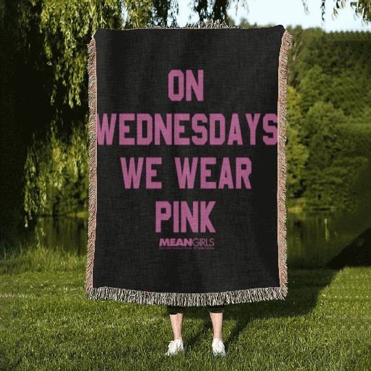 Mean Girls Pink On Wednesday Square Text Woven Blankets