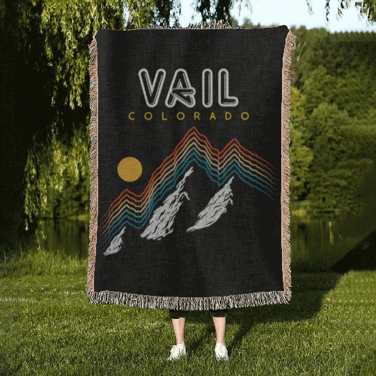 Vail Colorado Usa Ski Resort 1980S Retro Woven Blankets