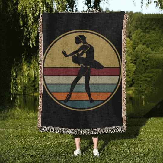 Retro Ballet Dancing Ballerina Vintage Ballet Woven Blankets