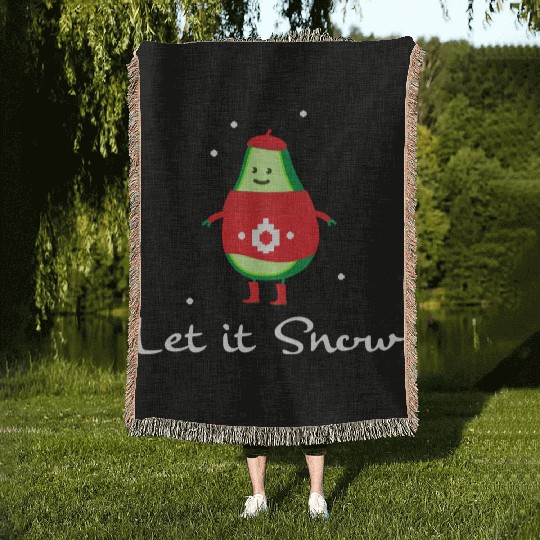 winter snow avocado Woven Blankets