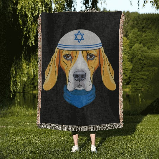 Cute Beagle Hanukkah Funny Dog Lover Jewish Gift Woven Blankets