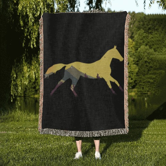 Wild Horse Horse Horses Wild Horses Woven Blankets