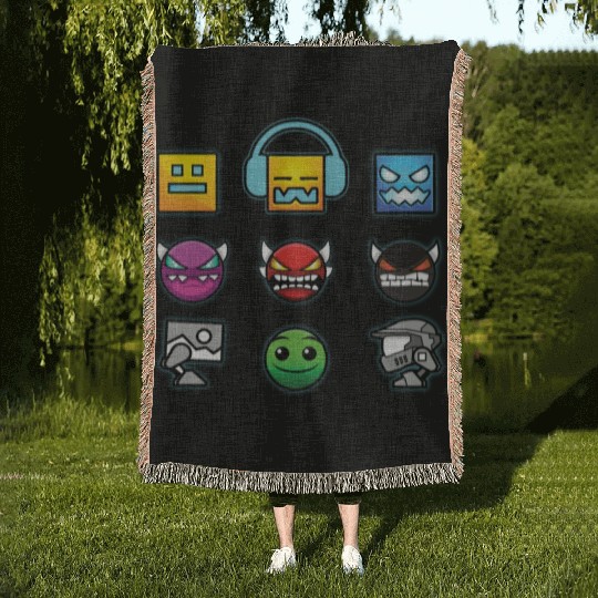 geometry dash insane Woven Blankets
