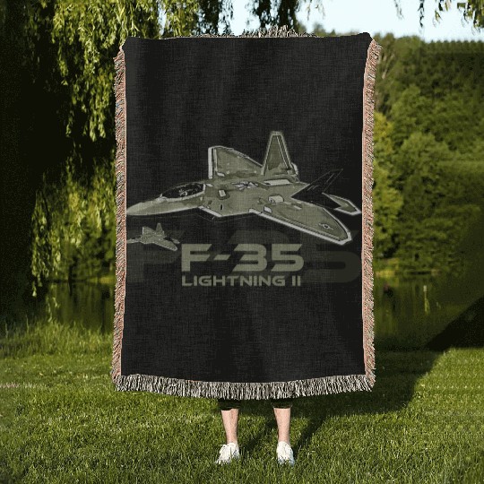 F-35 Lightning fighter jet Woven Blankets