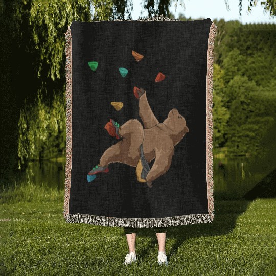 Grizzly Bouldering and Rock Climbing Gift Woven Blankets