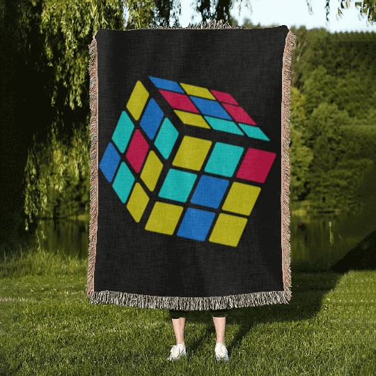 90s 80 Trendy Nostalgia Cube Woven Blankets