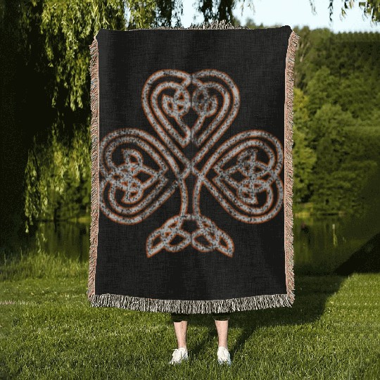 Celtic Knot Trinity Shamrock Irish Heritage Irelan Woven Blankets