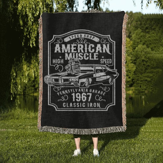 American Muscle Car Classic High Speed Woven Blankets